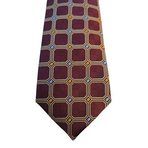 Jos. A Bank Heritage Collection Burgundy Geometric 100% Silk Neck Tie